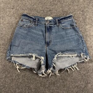 Abercrombie Fitch Shorts Womens 29 Blue High Rise 4in Mom Curve Love Denim